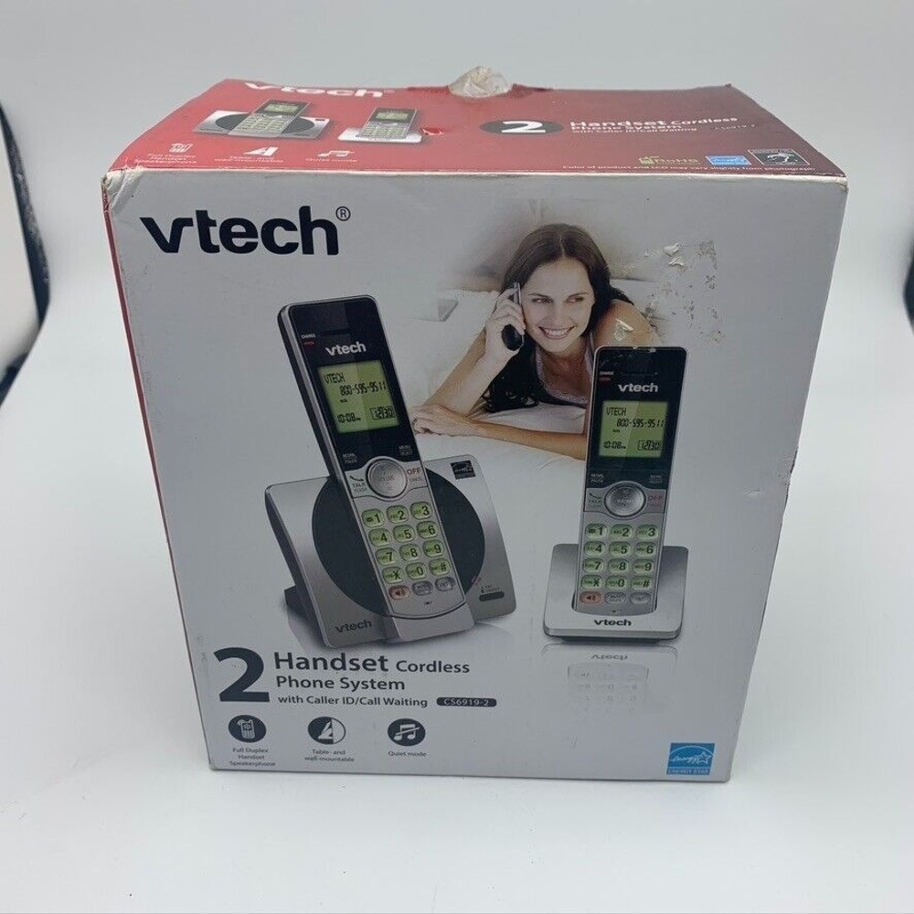 VTech 2 Handset Cordless Phone System w Caller ID/Call Waiting model CS6919-2